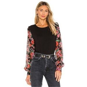 Generation Love Noelle Rose Bush Silk Long Puff Sleeve Pullover Blouse Size Smal